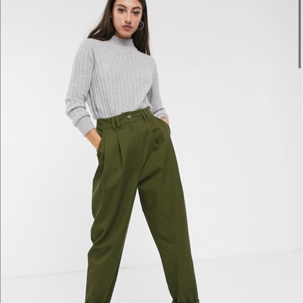 ASOS DESIGN Tall pleat front peg trouser in khaki